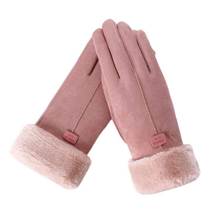 Women's Winter Knit Gloves Touchscreen Cold Weather Gloves Fleece for Women (Color_Pink)