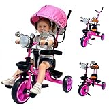 Bicicleta para Niños, Triciclo para Niños De 1 A 6 Años, Triciclo Carriola con Iluminación y Música, Extraíble Y...