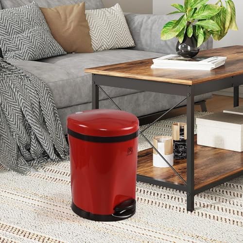 Caneca de basura redonda pequeña con pedal 2.6 gal, roja miniatura 7