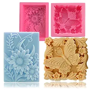 2 Pack Butterfly Flower Soap Molds for Soap Making, 3D Floral Silicone Mold for Handmade Soaps, Bath Bombs, Lotion Bars, Beeswax, Candles, Polymer Clay, Plaster of Paris, Resin Craft Making Supplies