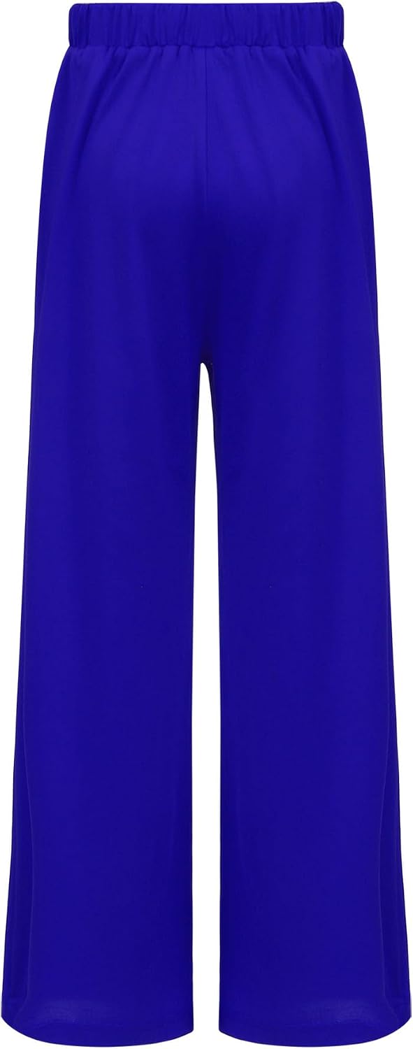 Kids Liturgical Worship Pullover Top with Wide Leg Pants Church Praise Dance Outfit Service Blue 6 Years