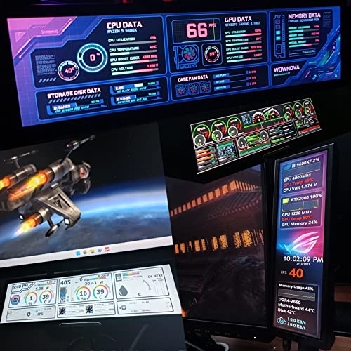 Image of WOWNOVA Computer Hardware Temp Sensor Panel 8.8 inch Monitor, PC Temperature Display, HD LCD Screen for PC Case Accessories Gaming Secondary Monitor, Compatible with Windows RPi (No-Touch)