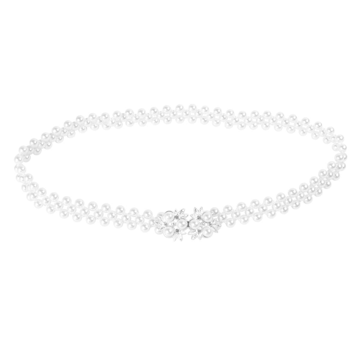 Holibanna Women Pearl Wedding Belt Rhinestone Chain Waist Belt Chic Prom Bridal Dress Sash Belt Accessories for Dress Pants Coat