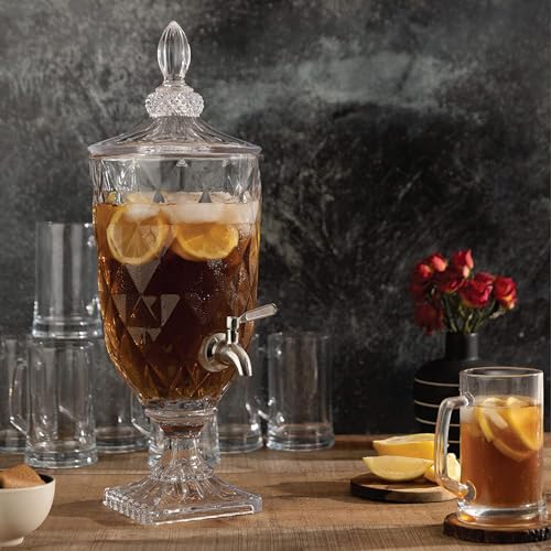 Image of Bellemax Premium Glass Water Jug - 2 LTR, Transparent, Hot Cold Water Pitcher with Glass Lid Water Tank, Iced Tea, Milk and Juice Beverage Carafe, Lemon Jug, 2000 ML (Set of 1,TR-08)