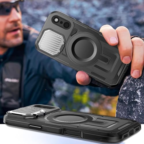 Coque béquille magnétique iPhone 16 antichoc rigide bleue - 5