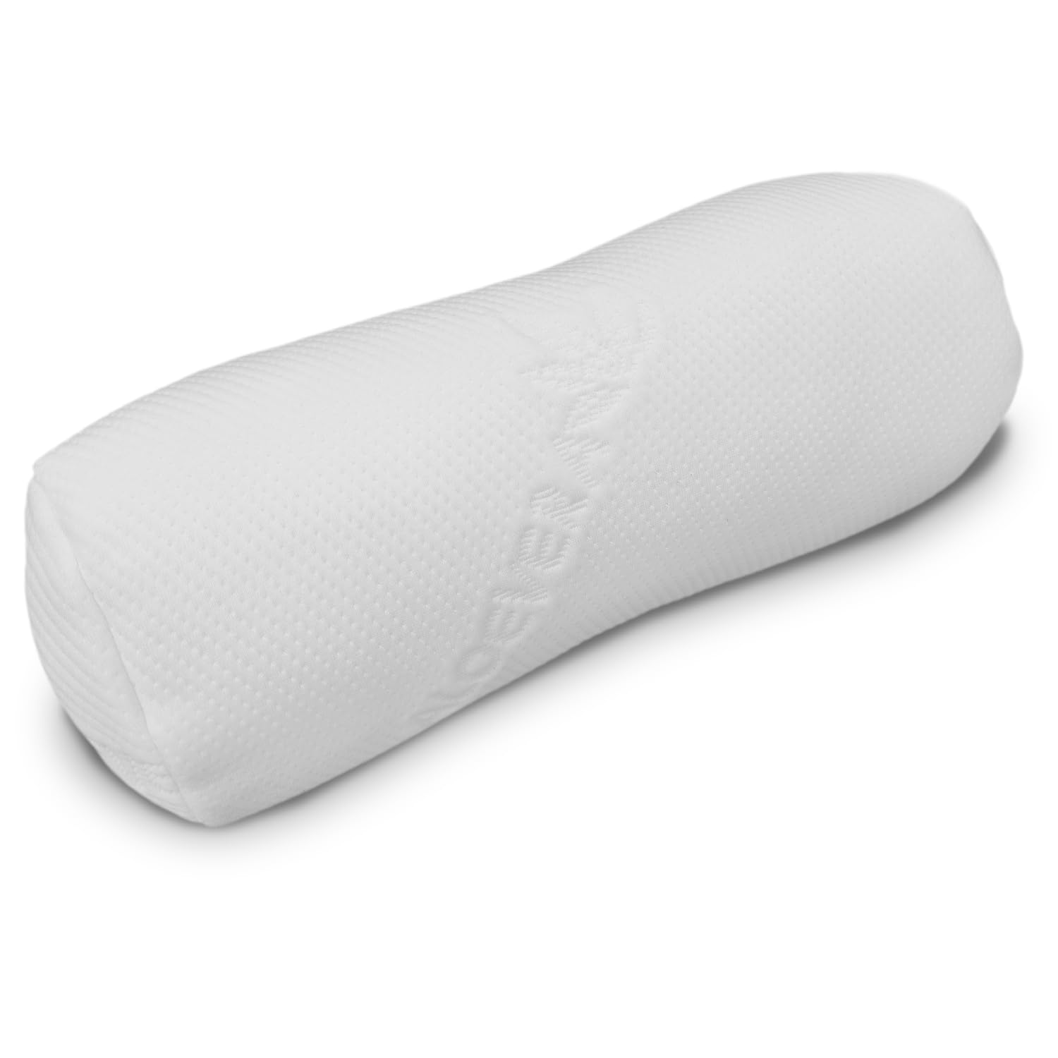 Knie- und Nackenrolle aus Memory-Schaum, Weiß, 40 x 15 cm, mit Aloe Vera Bezug, abnehmbar und waschbar