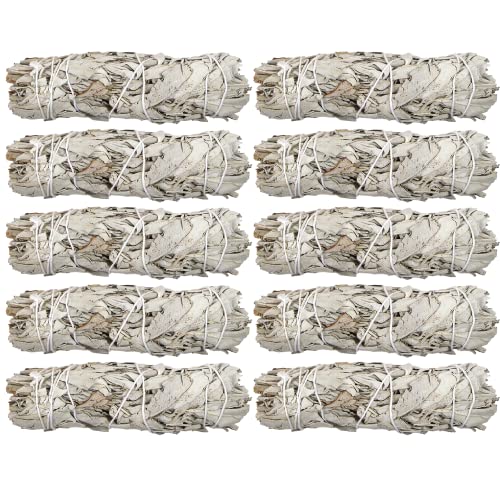 Bulk White Sage Smudge Sticks (10 Pack) | Wholesale Premium Sage Bundles | Burn for Cleansing, Smudging, Removal of Negative Energy from House/Office, Stress Relief | Sustainably Grown