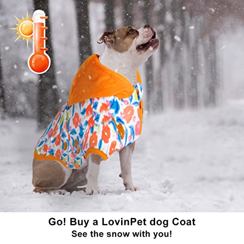 Lovinpet Dog Fleece Hoodie, Windproof Dogs Outfits, Soft Flannel Warm Dog Winter Coat, Update Fit Skin-Friendly Fabric Meadow Pink/Multi Prints Dog Clothing For Autumn Winter Using #TOP5