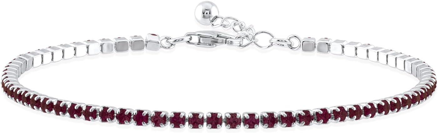 Silver Tennis Bracelets with Bolo Chain and Cubic Zirconia