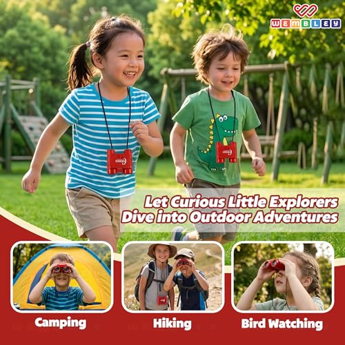 Image of Wembley Mini Binoculars Toy for Kids | Compact and Portable Birdwatching Outdoor Binocular for Boys and Girls | Binocular Toy with Neck String and Focus Adjustment | Educational Birthday Gift (Red)