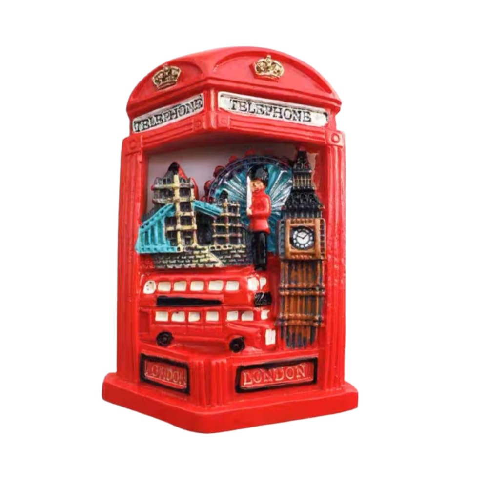 Omeiu Telephone Store London 3D Metal Fridge Magnet London Eye Tower Bridge Big Ben Westminster Abbey Royal Guard Box Double Decker Bus England Uk British Souvenir Gift (Telephone)
