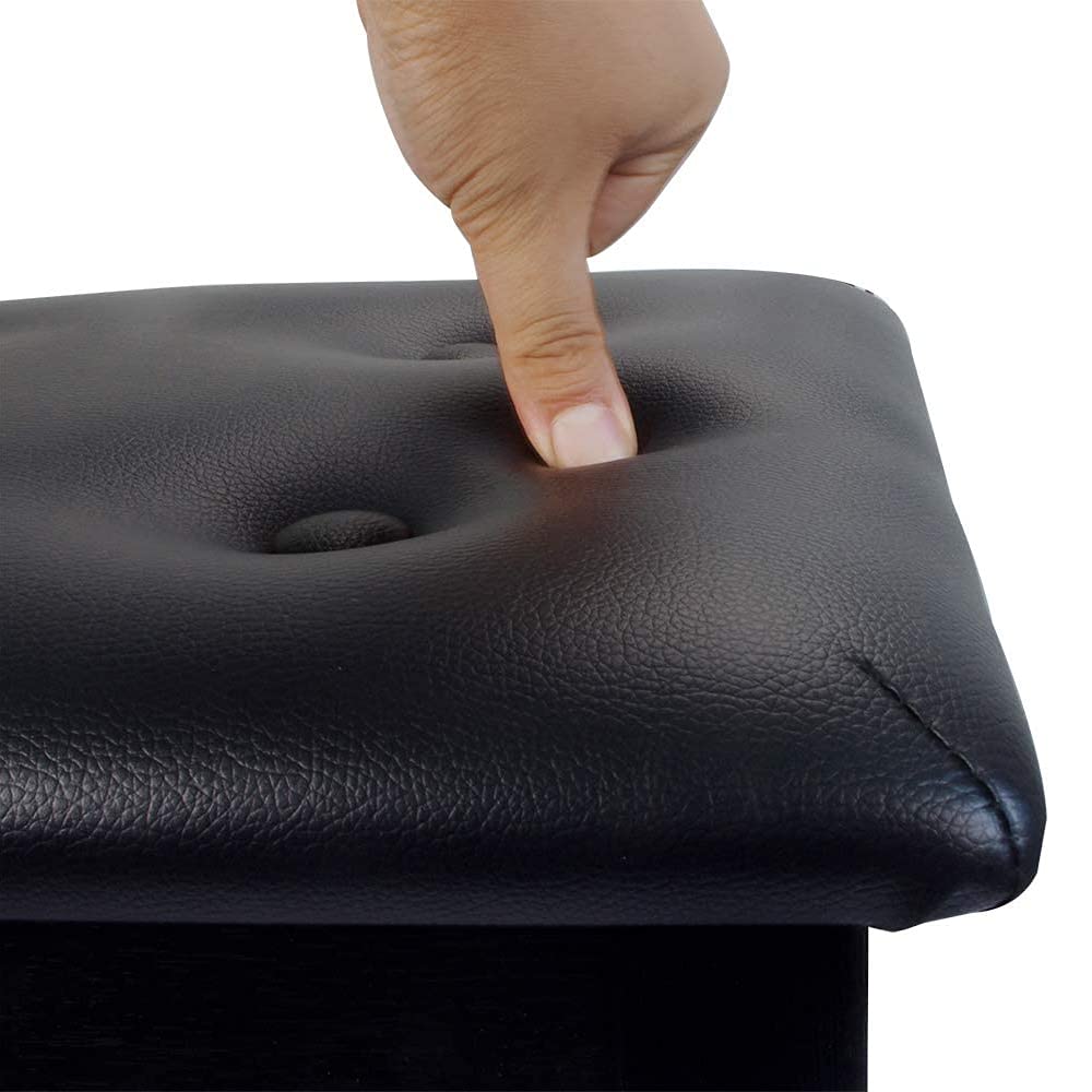 Spnor Piano Bench with Padded Cushion and Storage Compartment for Music Books, Vanity Stool, Tufted Wooden Seat, 53 x 34 x 47cm