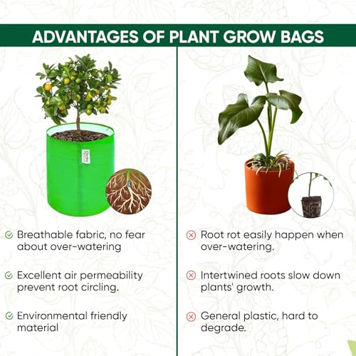 Image of Gardennest HDPE Grow Bag for Terrace Gardening, Reusable Heavy Duty Planting Bags for Vegetables, Flowers, Fruits & Nursery Plants, UV Protected Garden Pots Black (9x9 Inch, Set of 10)