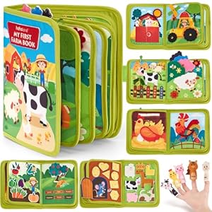 hahaland Libro de actividades para niños pequeños de 1 a 3 años, tablero de actividades Montessori Toys para niños de 1, 2, 3, 4 años, regalo de cumpleaños, libro de actividades silencioso 20 en 1 con