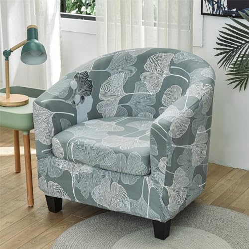 2 Piece Tub Chair Set - High Stretch Printed Soft Club Slipcovers for Dining Living Room Cafe Bar Office Reception (Print 27) - Image 4