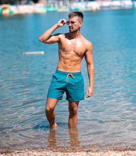 Image of BRISIRA Mens Swim Trunks Swim Shorts Quick Dry 5 inch Inseam Beach Shorts with Compression Liner and Zipper Pocket