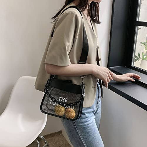 Women Clear Crossbody Purse Bag Stadium Approved Chain Tote Handbags Letter Print Pvc Transparent Shoulder Bags #TOP2