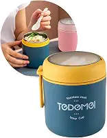 Pote Térmico Para Bebê Papinha Comida Quente Fria 530ml Aço Inox Vedado Lavável Com Talher Alça E Design Infantil Premium Para Escolas Creches Passeios Viagens (Azul)