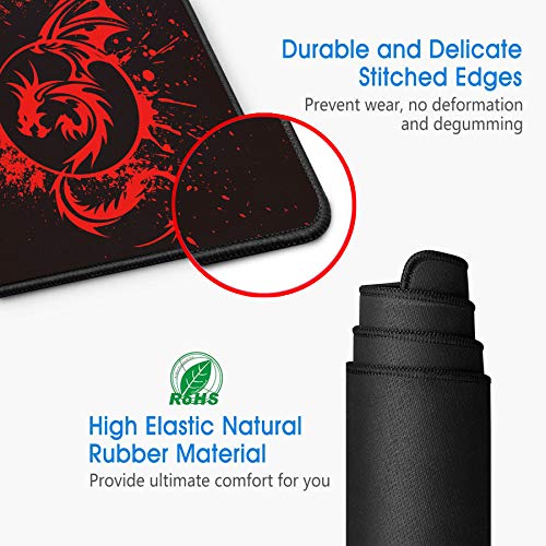 Gaming Mouse Pad,Large Extended Non-Slip Mousepad with Rubber Base and Stitched Edges,Smooth Surface Waterproof Speed Gamer Mouse Mat for Gaming, Macbook, PC, Laptop, Desk 31.5 X 11.8 Inch(Red) Gaming Mouse Pad,Large Extended Non-Slip Mousepad with Rubber Base and Stitched Edges,Smooth Surface Waterproof Speed Gamer Mouse Mat for Gaming, Macbook, PC, Laptop, Desk 31.5 X 11.8 Inch(Red)