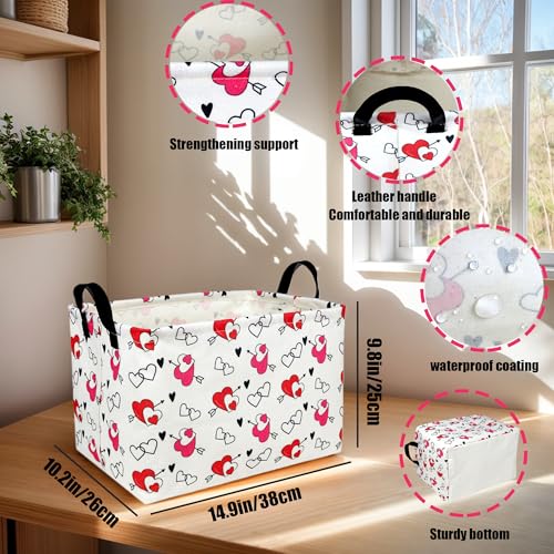 Image of Cute Heart Valentine's Day Basket for gifts empty Storage Basket for Kid and Baby Room Decor (Arrow Red Love)