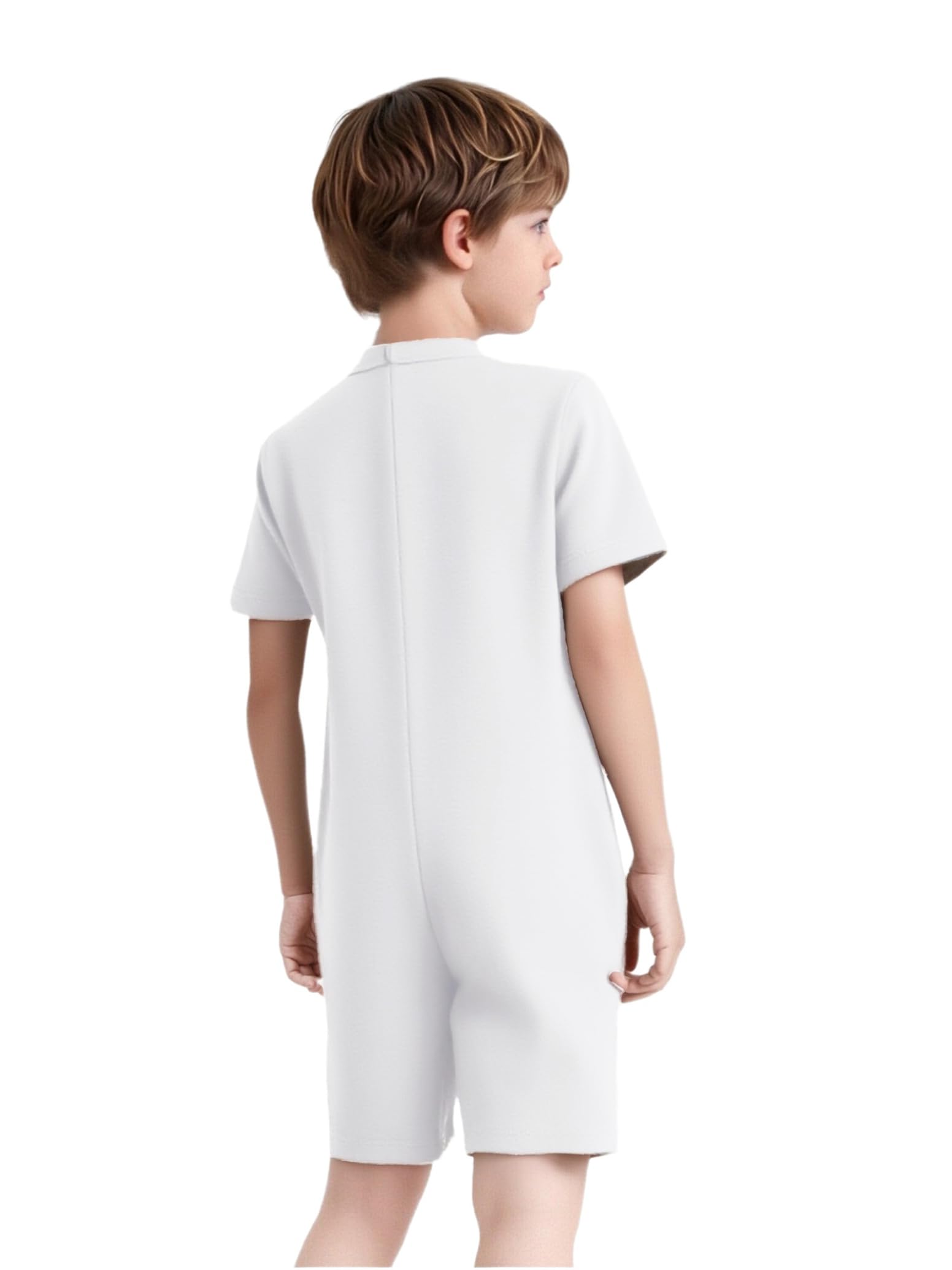 inlzdz Monos Cortos De Manga Corta con Cremallera para Niños Y Niñas Ropa Adaptativa con Necesidades Especiales Mono Sensoria