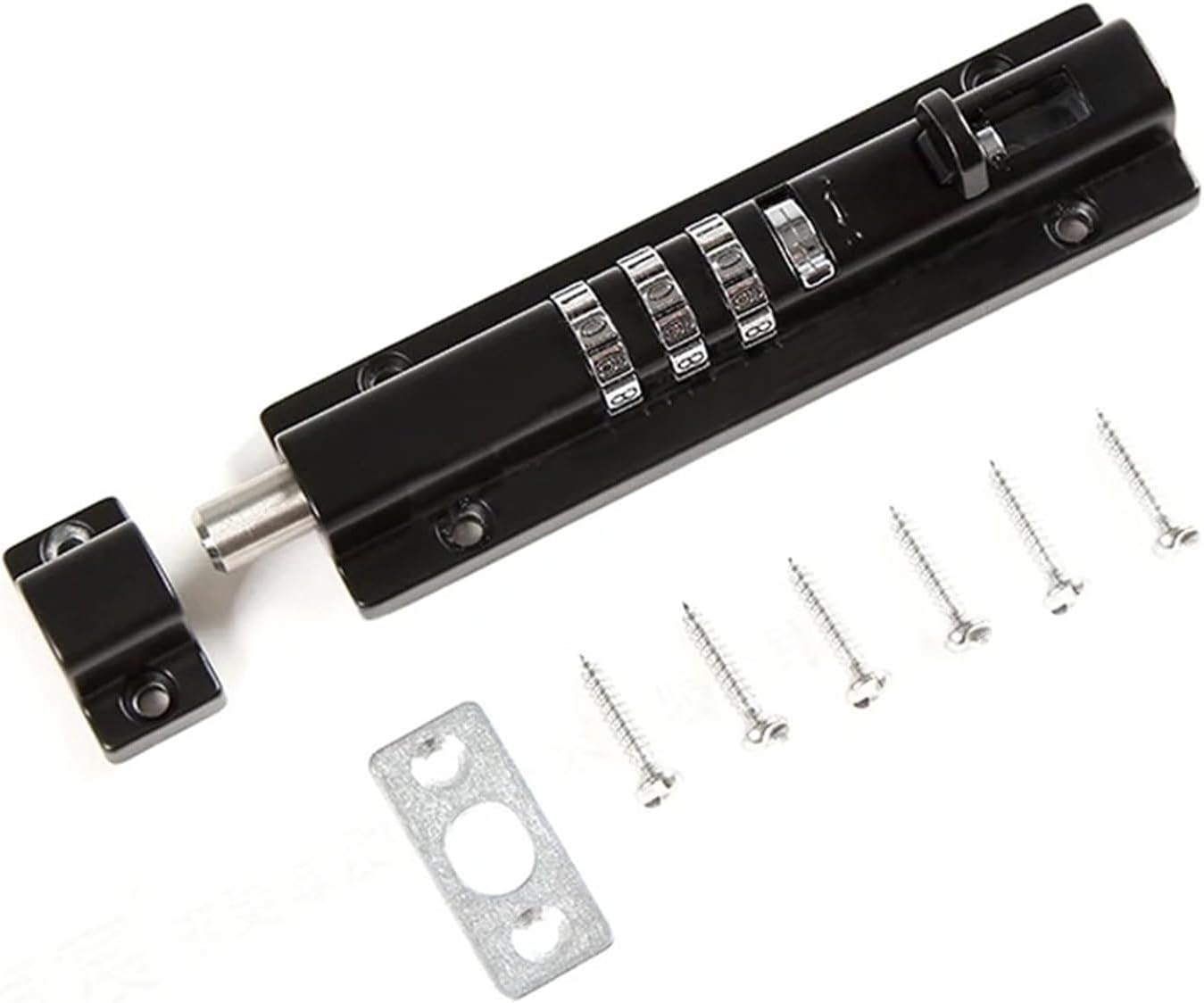 Combination Door Latch Lock 3 Digit Password Sliding Bolt for Storage Jewelry Box Cabinet Gym School Locker 1Pcs(Black 1pcs)