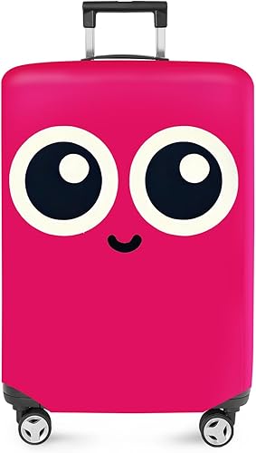 ANNA QUEEN Cute Smiley Face Luggage Cover, Pink Cartoon Suitcase Protector with 