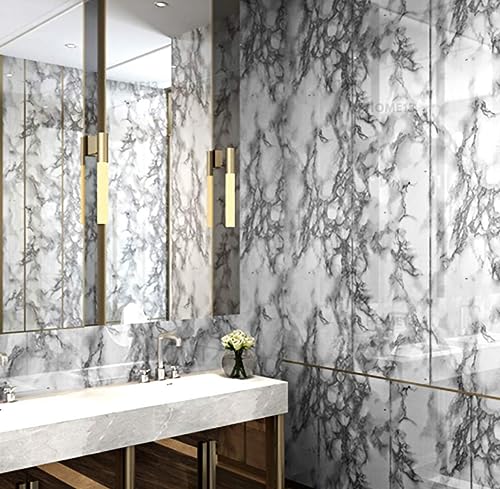 Image of HOME13 Marble Wallpaper Peel & Stick Contact Paper Self Adhesive Decorative Removable Waterproof Wallpaper for Kitchen Cabinet and Furniture Countertops (24 X 80 INCH, White Fiber Marble)