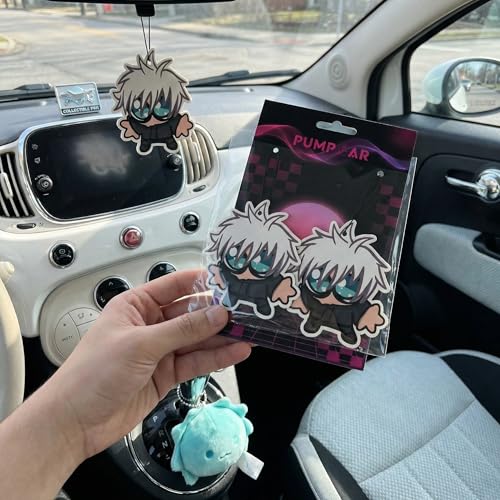 Image of PumpCar 2 pieces Chibbi Gojo Satoru double-sided hanging Japanese anime cherry scented car air freshener Cool anime hanging for rearview mirror Car Interior Accessories Gifts