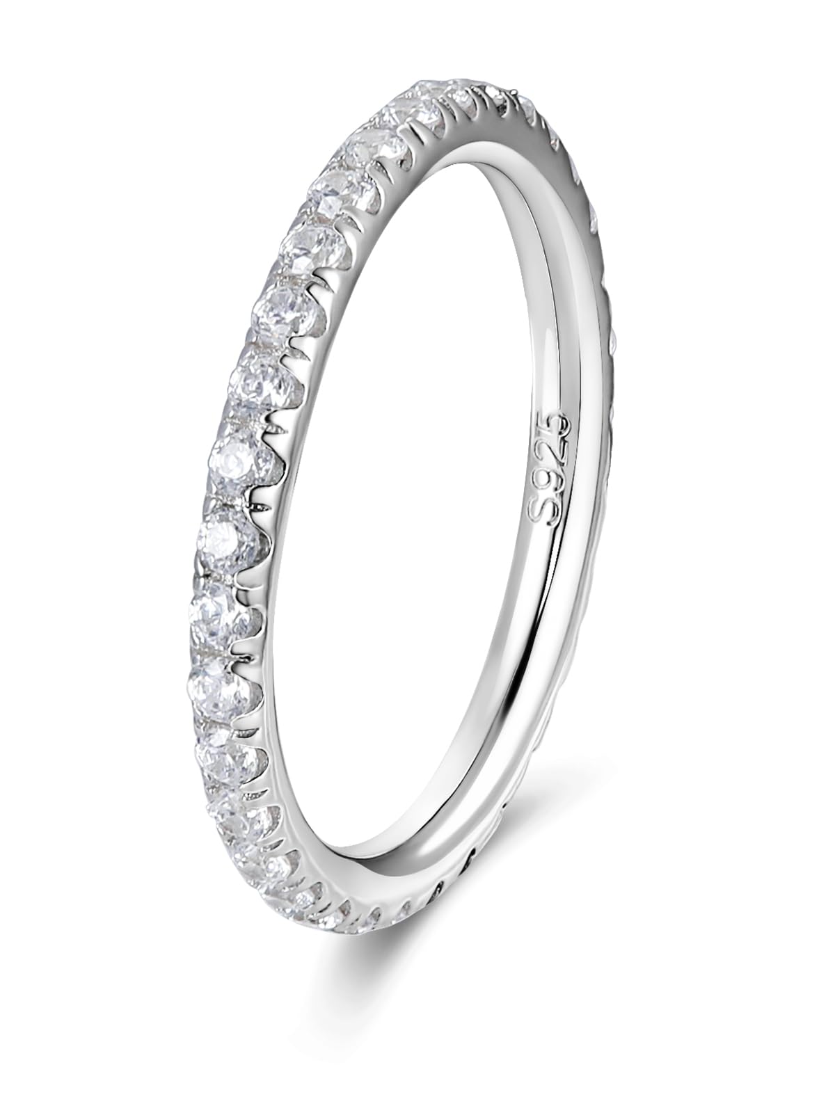 CYW Moissanite Sapphire Ruby Emerald Hand Setting Full Eternity Rings for Women Solid 925 Sterling Silver Stackable Ring