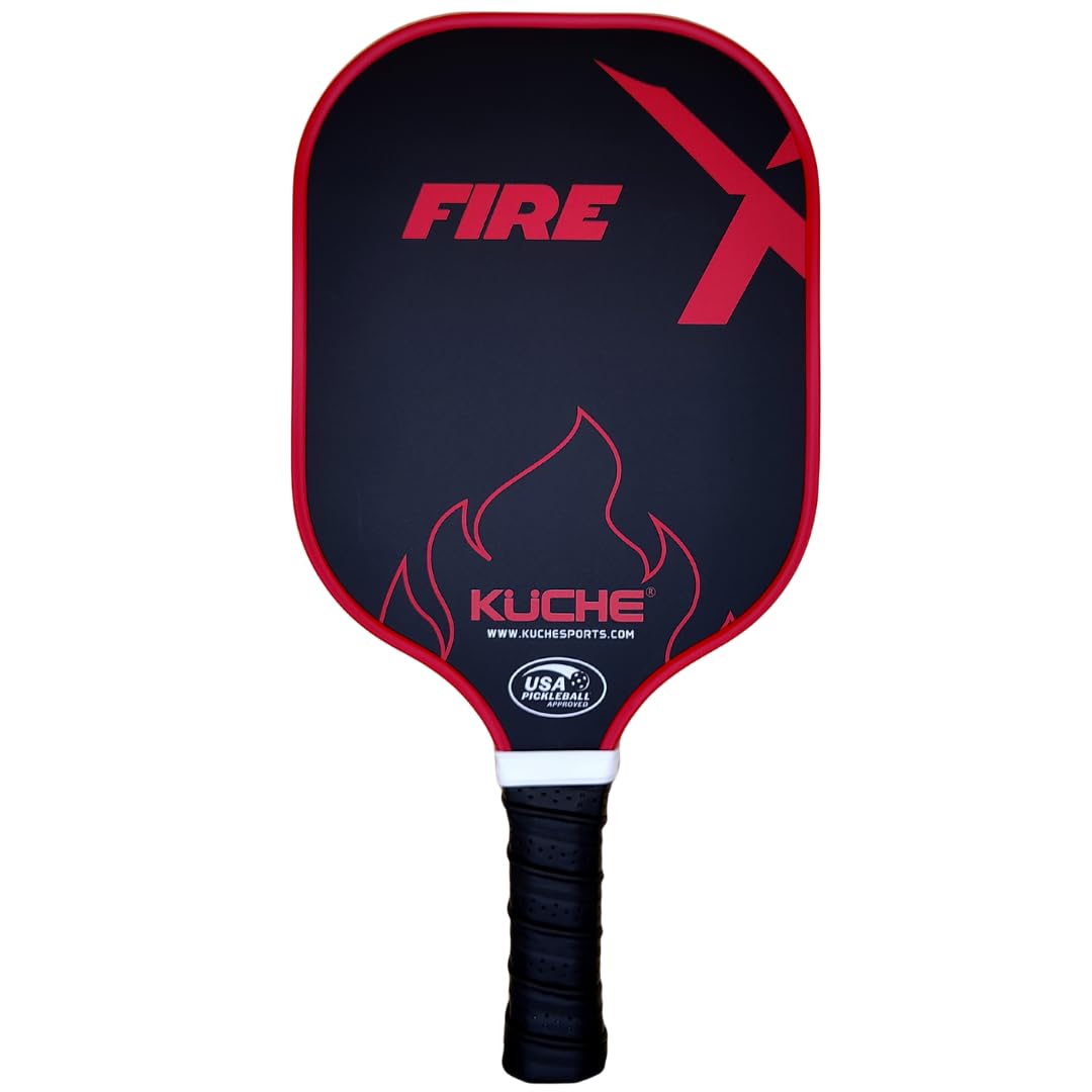 KUCHE FIRE T-700 Carbon Fiber Pickleball Paddle - Polymer Honeycomb Core -16MM Thick Sandblasted Surface for Spin & Control - USAPA Approved Pickleball Equipment for Men & Women