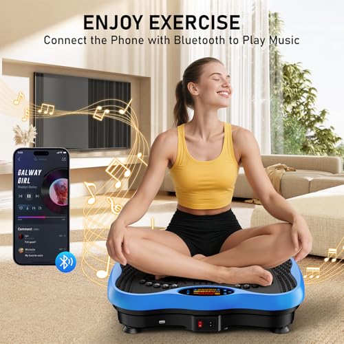 Image of Vibration Plate Exercise Machine, 130 Levels Full Body Workout Vibrating Plate for Lymphatic Drainage Weight Loss, 450 Lbs Capacity Shake Platform with Resistance Bands Bluetooth for Women Men