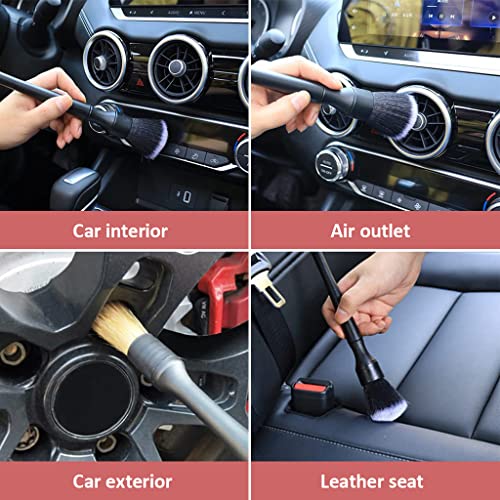 Image of 3Pcs Car Cleaning Brush, Car Detailing Brush Set with Box, Car Duster Brush Chain Cleaning Brush Soft Bristle Cleaning Brush for Car Interior, Dashboard, Wheel, Window, Keyboard, Air Conditioner, Gap