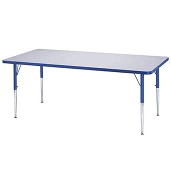 Berries Jonti-Craft 6413JCE003 Rectangle Activity Table, 30" X 72", E-Height 15"-24" Adjustable Height, Gray/Blue/Gray