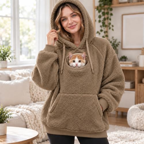 Cat Pouch Hoodies Women Hooded Oversized Fleece Plush Cute Hoodies - image 3