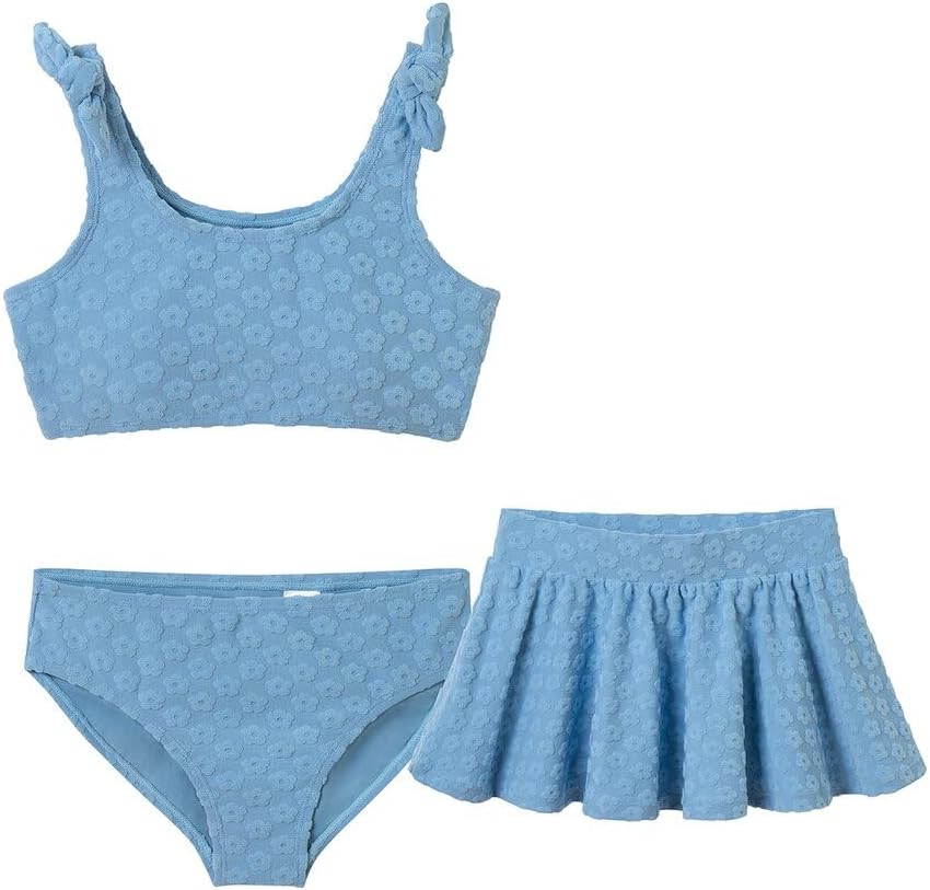 Blue Floral Tween Girls Terry Bikini Cover-Up Set by Andy & Evan