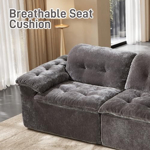 Image of Oversized Modular Sectional Sofa, Large Modern Cloud Sectional Couch with Seat Cushion, Boneless 3 Seater Couch for Living Room, Apartments, No Assembly Required, Grey