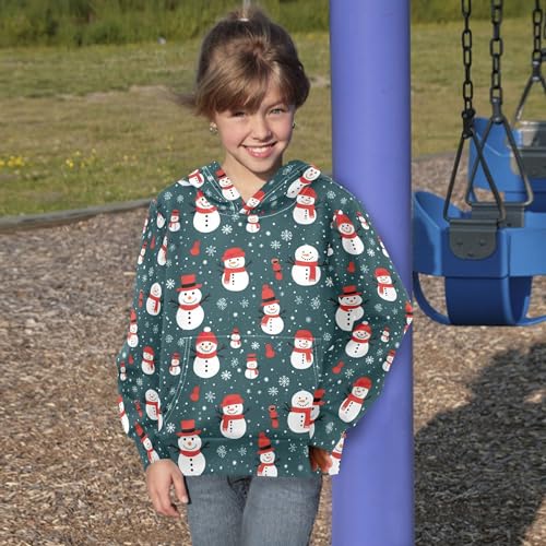 Kids Hoodies Sweaters Christmas Xmas Snowman Hooded Sweatshirts with Big Pockets for Boys Girls B04003404