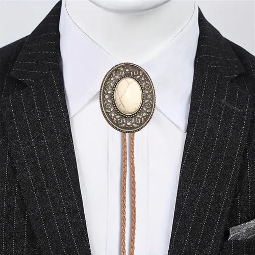 Image of GelConnie Native American Bolo Tie Rodeo Cowboy Leather Necktie Western Necklace Costume Accessories for Men,Women
