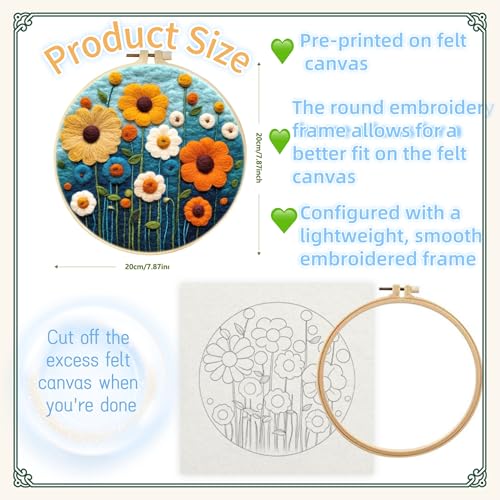 Image of SARBUTER Needle Felting Kits, DIY Wool Felt Starer Needle Felting Kits for Beginners ，Suitable for Giftware Home Decoration (Alpine Sun-2)