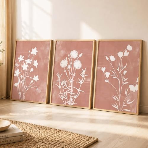 Image of kotart Botanical Art Home Decoration Painting | Floral Paintings With Frame For Living Room Bed Room Hotel Wall Decor Digital Reprint Set of 3 (10X13 inch)