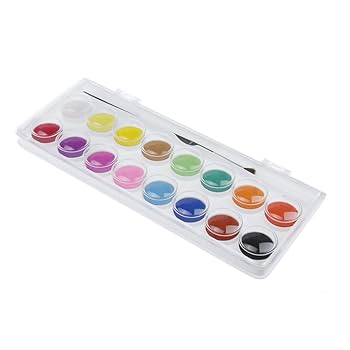 固形水彩 透明 水彩絵の具 16色/28色セット プチカラー 絵筆ブラシ付き パレットケース ブロック 顔料 子供 大人 美術 画材 イラスト 塗り絵 写 z2zed1b Amazon | 固形水彩 透明 水彩絵の具 16色/28色セット プチカラー