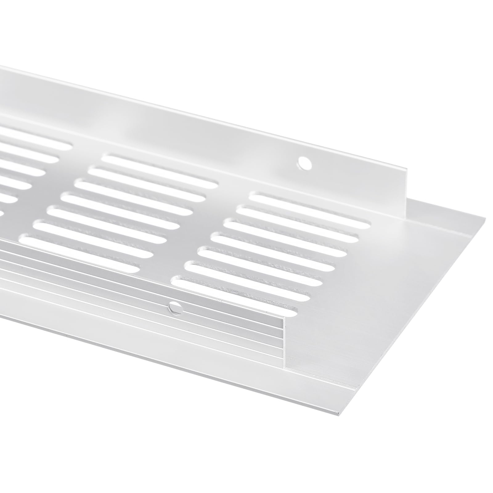 QUARKZMAN Osłony wentylacyjne, 2 sztuki 150 x 80 mm - Osłona z aluminium z siatką kratkową, prostokątne osłony wentylacyjne do szafki na buty i szafy (srebrne)