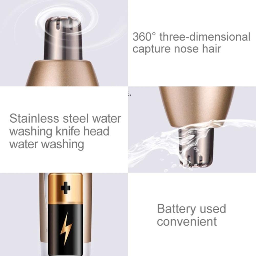 Clipper per capelli per orecchio e naso - sopracciglio indolore e trimmer per capelli facciale per uomini e donne, azionati a batteria, leme a doppio bordo impermeabile IPX7 per una facile pu