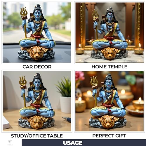 Image of UNOVATE Shiva Idol for Car Dashboard | Shiva Idol | Adiyogi Statue for Car | Mahadev Idol for Car, Home Temple, Office Desk. (Blue)