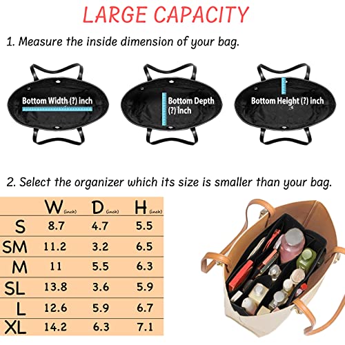 Dailyplus Purse Organizer Insert Felt Bag Organizer Handbag Organizer Insert Bag In Bag Organizer For Tote Purse Bag 14 Pockets Black Small #TOP5