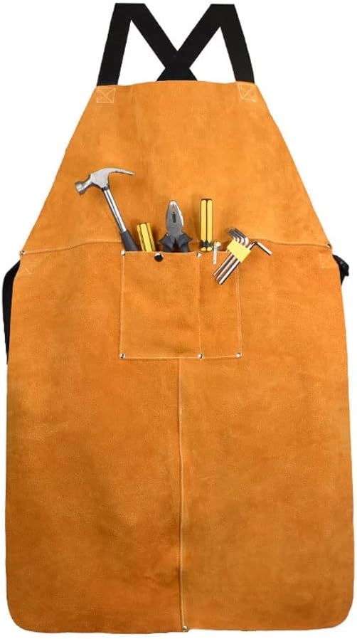Leather Welding Apron,Heat&Flame Resistant, Protective Clothing or Safety Apparel, Adjustable M to XXXL