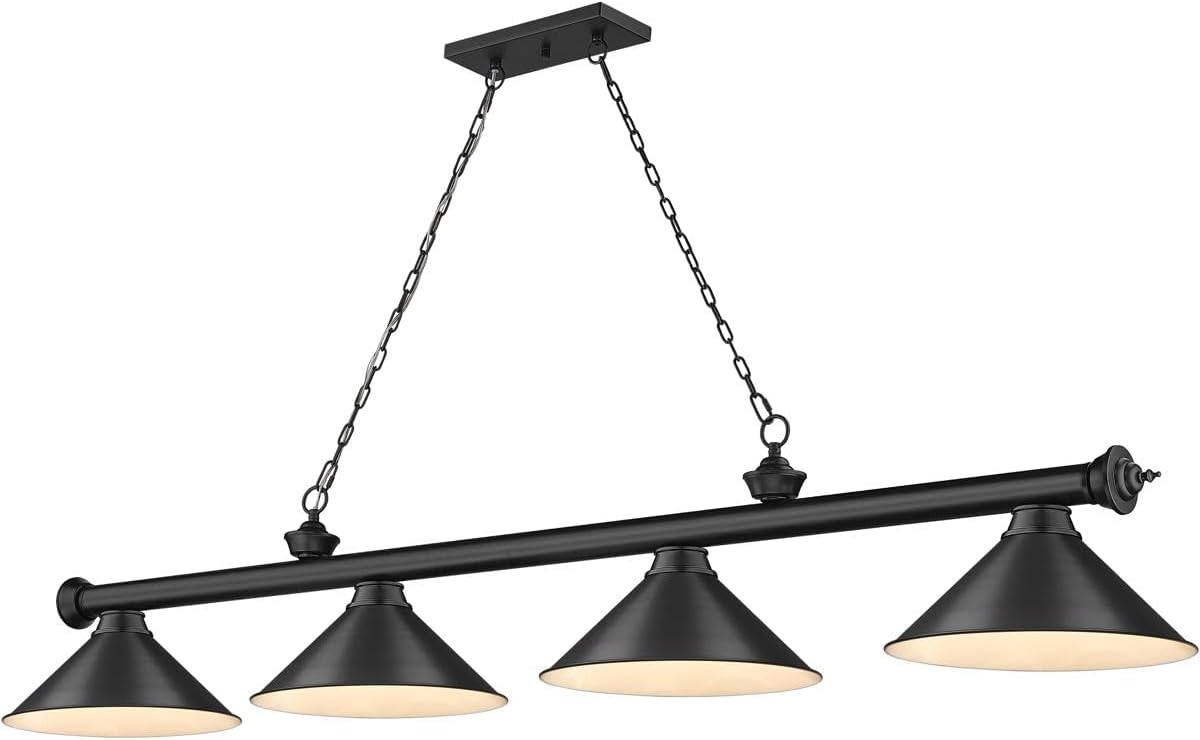 Z-Lite 2306-4MB-MB15 Cordon Billiard Pendant, 4-Light 240 Total Watts, Matte Black