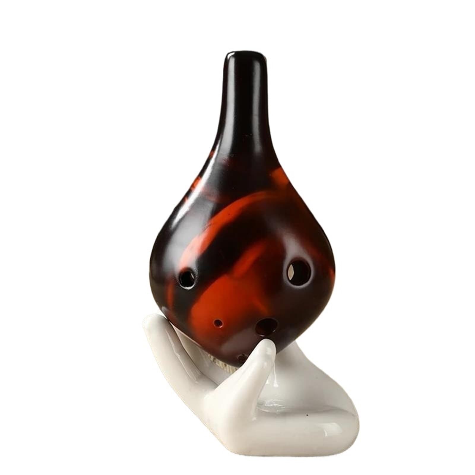 Okaryna 12otworowy Flet AC Ocarina Pottery Flute W Kolorze Czarnym I Żółtym Odpowiedni Dla Początkujących(B)