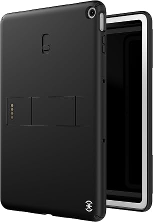 Speck Google Pixel Tablet 2023 Case and Stand - Full Back, Thin, Scratch Resistant, Drop Protection & Adjustable Kickstand - Works with Google Pixel Charging Speaker Dock - Black & White StandyShell